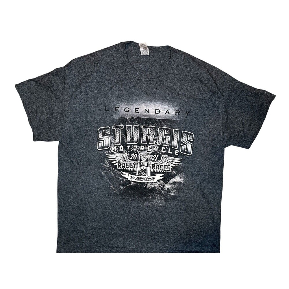 Sturgis 2021 Motorcycle Rally Shirt XL 81st Anniversary Charcoal Grey Gildan